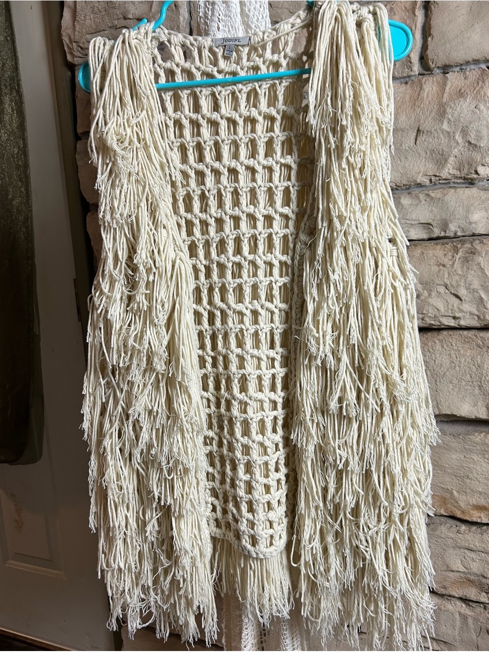 Boho Fringe Crochet Cream Vest - by JODIFL